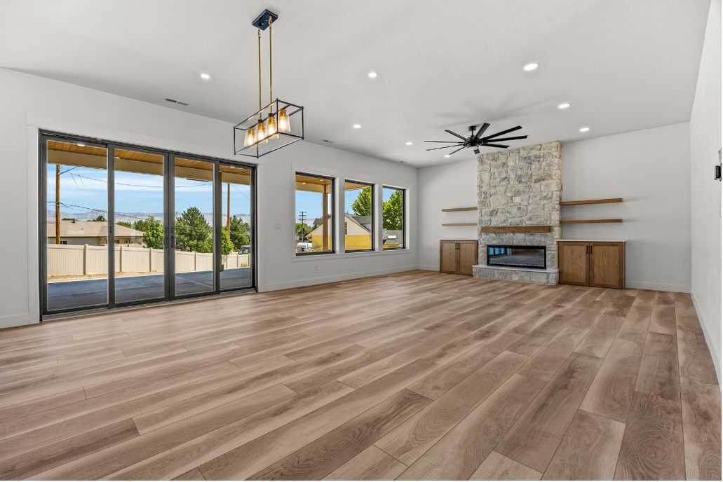 692 Claymore Ct living room with fireplace